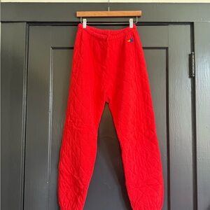 Aviator Nation Red Quilted Sweatpants Size Large
